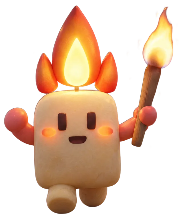 Torchy stepping forward with a wave, torch in hand